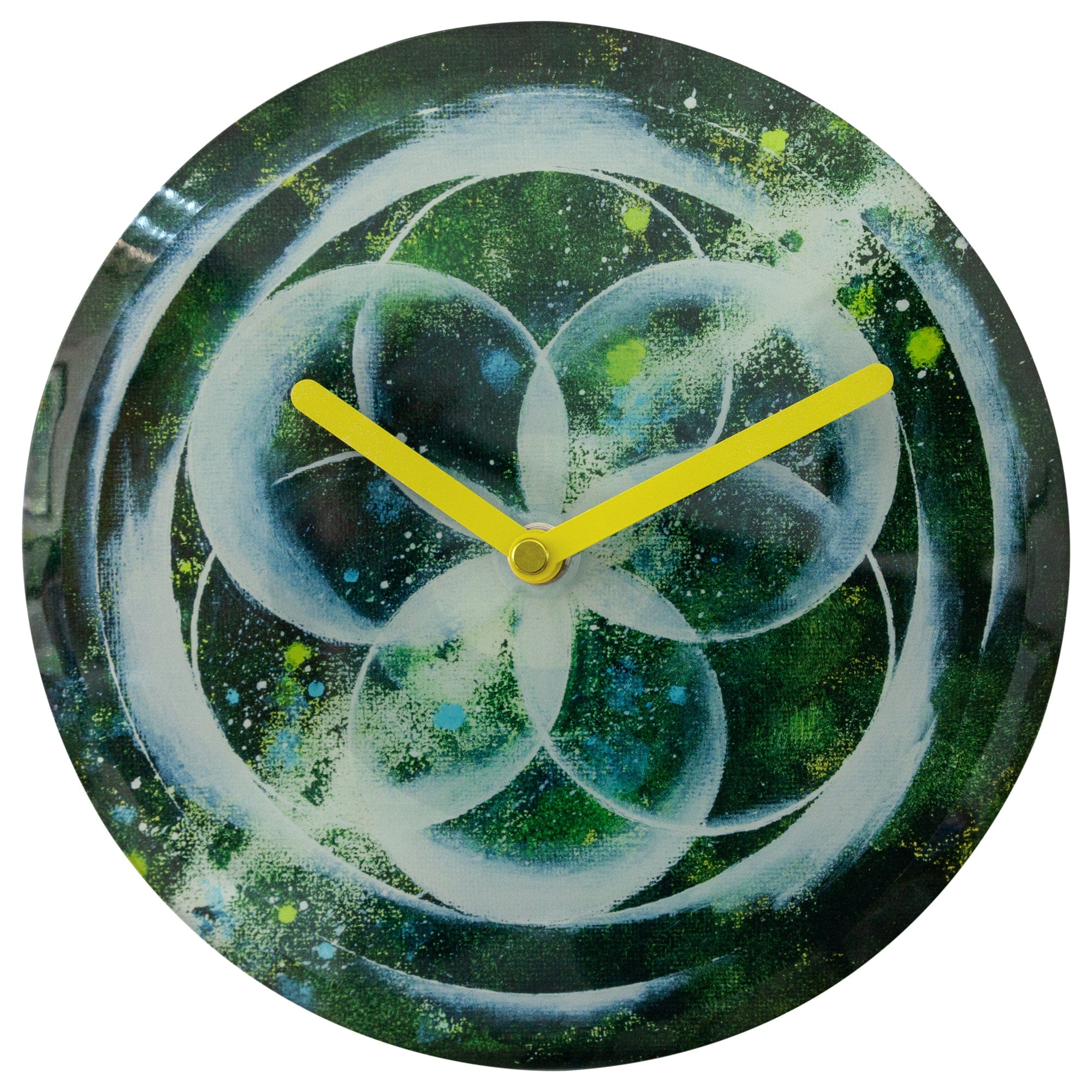 NeXtime Clocks tafelklok van 20 cm met groene wijzerplaat, stil, van gehard glas, model Cosmo Table, geschikt voor muur of tafel.